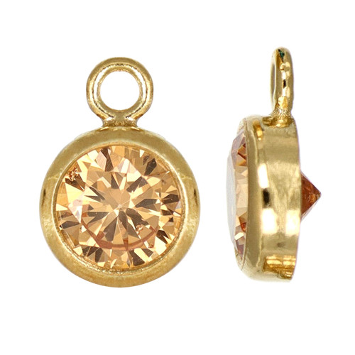 14K Gold Filled CZ Drops 4mm- Champagne