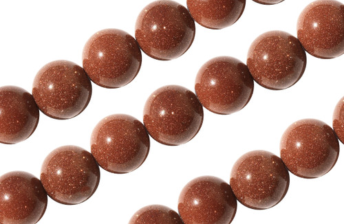 15 IN Strand 10 mm Goldstone Round Faceted Beads