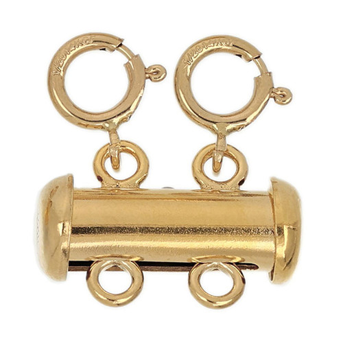 14k Gold Filled Layered 2 Strand Tube Clasp w/Spring Rings 4.3x15mm - 1Pc