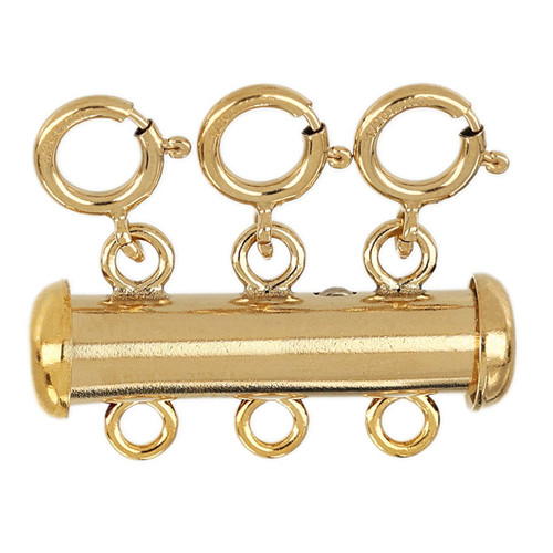 14k Gold Filled Layered 3 Strand Tube Clasp W/Spring Rings