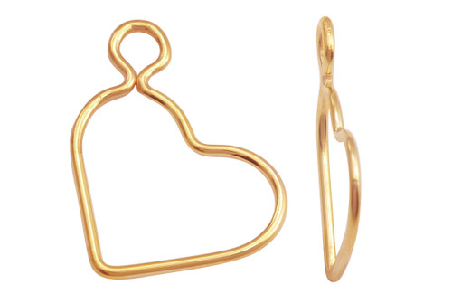 2 Pc Bag of 15.5 mm 14K Gold Filled Wire Heart Charm with Ring