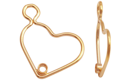 1 Pc Bag of 15.5 mm 14K Gold Filled Left Wire Heart Charm With 2 mm Bezel