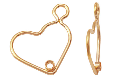 14K Gold Filled Right Wire Heart Charm With 2 mm Bezel