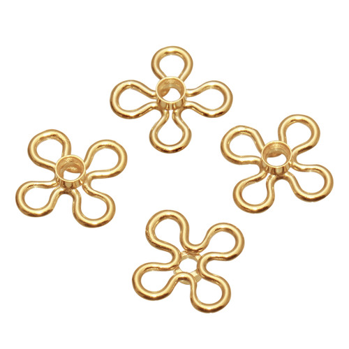 1 Pc 7.5 mm Gold Filled Flower Connector Charm With 2 mm Bezel