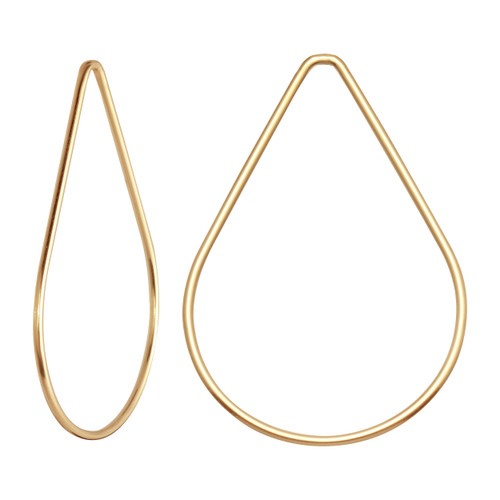 1 Pc 29x20 mm Gold Filled Wire Teardrop Charm