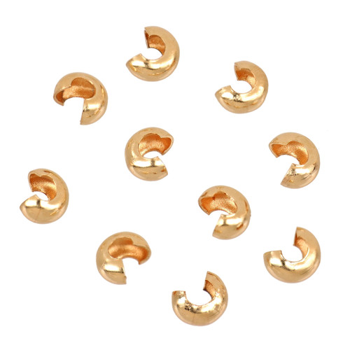 14K Gold Filled Crimp Covers 3mm - 10Pcs