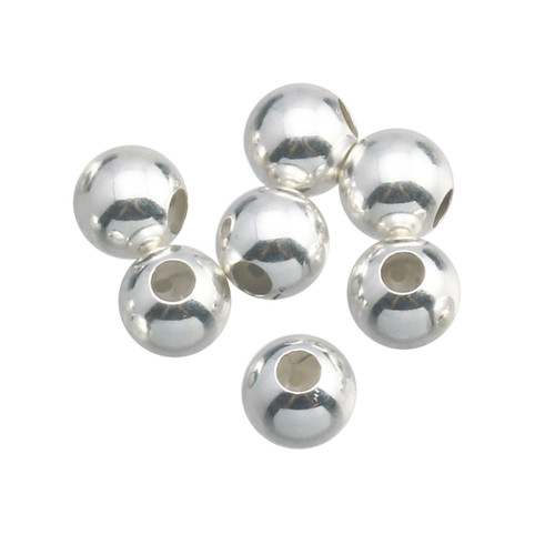 4 Pcs 4 mm Sterling Silver Silicone Beads With Closed Ring