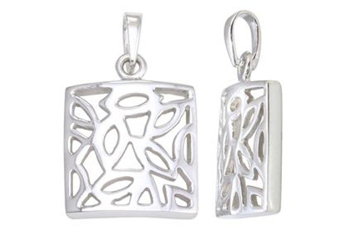 1 Pc 14.8x16.4 mm Sterling Silver Square with Leafs Pendant