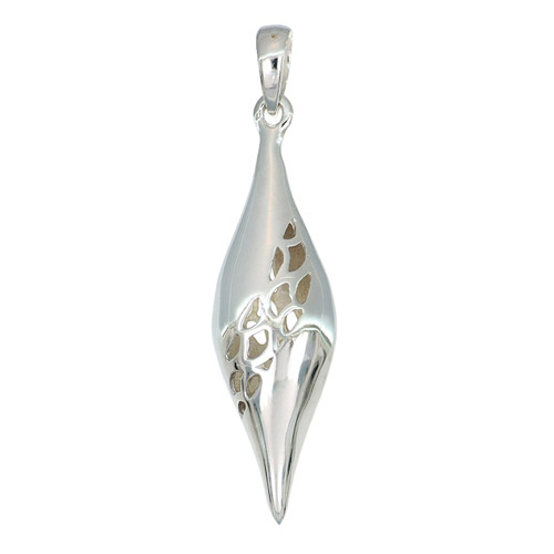 Sterling Silver Rounded Diamond Shape Pendant with cut-out design