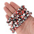 20 Inch Strand of 10-11 mm African Recycled Glass Fused Beads - Red, White, and Black