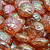 9 Pcs 14mm Lentil Pressed Czech Glass Beads -Iridescent Clear Orange