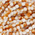 Firepolished Round Czech Glass Beads - White Iridescent Orange