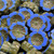 9 Pcs 14mm Hawaiian Flower Table Cut Glass Czech Beads - Blue
