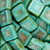 13 Pcs 10mm Table Cut Squared Kiwi Glass Czech Beads - Sea Green