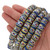 31 Inch Strand 11.5-12mm African Glass Krobo Trade Beads- Painted Navy Blue