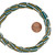 10 Inch Strand 11-12mm African Glass Krobo Beads- Teal w/ Striped Pattern