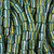 9 In Strand Of 8mm African Glass Krobo Beads- Green With Stripes