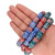 10 In Strand Of 13mm African Glass Krobo Beads- Red, Blue And Sea Green With Design