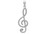 1 Pc Sterling Silver 35.7x12.6 mm Music Note Pendant W/ CZ