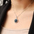 Sterling Silver Swarovski Crystal Midnight Blue Twisted Oval Necklace Model