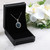 Sterling Silver Swarovski Crystal Midnight Blue Twisted Oval Necklace Gift Box