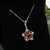 Amber Baltic Flower Sterling Silver Necklace