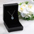 Swarovski Aquamarine Stone & Crystal Halo Sterling Silver Oval Necklace Gift Box