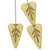Heart Shape Leaf Pressed Czech Glass Beads - White w/ Gold Wash