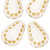 Flat Teardrop Shaped Pressed Czech Glass Beads w/ Dotted Edges - White & Gold Flat Teardrop Shaped Pressed Czech Glass Beads w/ Dotted Edges - White & Gold