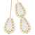 Flat Teardrop Shaped Pressed Czech Glass Beads w/ Dotted Edges - White & Gold Flat Teardrop Shaped Pressed Czech Glass Beads w/ Dotted Edges - White & Gold