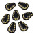 Flat Teardrop Shaped Pressed Czech Glass Beads w/ Dotted Edges - Black & Gold Flat Teardrop Shaped Pressed Czech Glass Beads w/ Dotted Edges - Black & Gold