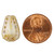 Flat Teardrop Shaped Pressed Czech Glass Beads w/ Dotted Edges - Cream Luster & Bronze