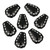 Flat Teardrop Shaped Pressed Czech Glass Beads w/ Dotted Edges - Black & Silver Flat Teardrop Shaped Pressed Czech Glass Beads w/ Dotted Edges - Black & Silver