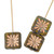 Starburst Square Czech Glass Beads - Olive Green & Gray w/ Copper Wash