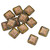 Starburst Square Czech Glass Beads - Olive Green & Gray w/ Copper Wash