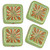Starburst Square Czech Glass Beads 10x10mm 13 Pcs - Mint Green w/ Copper Wash