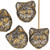 Cat Head Czech Glass Beads - Maroon & Gold w/ Silver Wash
