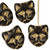 Cat Head Czech Glass Beads - Black w/ Gold Wash