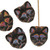 Cat Head Czech Glass Beads - Matte Black w/ Multi Colors