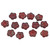 Flower Pressed Czech Glass Beads 13 Pcs 10mm - Translucent Red w/ Gray Wash