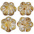 Folklore Flower Czech Glass Beads 11mm 11 Pcs - Cream w/ Brown Mottling And Silver Accents