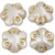 Folklore Flower Czech Glass Beads 11mm 11 Pcs - White w/ Silver Wash & Gold Accent