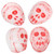 Skull Pressed Czech Glass Beads - White w/ Red Wash