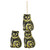 Cat Pressed Czech Glass Beads 8 Pcs 17x11mm - Black w/ Gold Wash