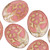 Oval w/ Flower Czech Glass Beads 21x16mm 6 Pcs - Pink w/ Gold Wash