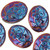 Oval w/ Flower Czech Glass Beads - Black w/ Metallic AB