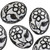 Oval w/ Flower Czech Glass Beads - Black w/ Silver Wash