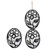 Oval w/ Flower Czech Glass Beads 21x16mm 6 Pcs - Black w/ Silver Wash