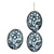 Oval w/ Flower Czech Glass Beads 21x16mm 6 Pcs - Black w/ Light Blue Wash