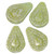Filigree Teardrop Czech Glass Beads 14x10mm 8 Pcs - Mint with Silver Wash